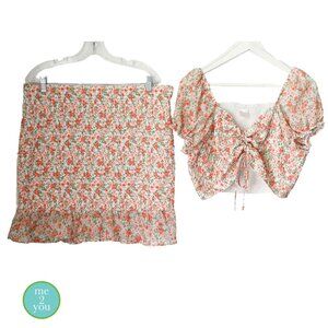 No Boundaries 2-Piece Peach & Green Top & Skirt - 3X (21)